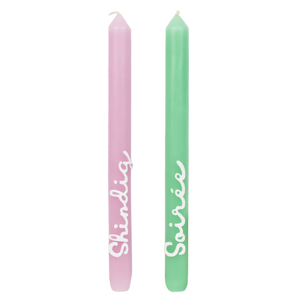 Talking Tables Green & Pink 'Soiree' 'Shindig' Dinner Candles - 2 Pack
