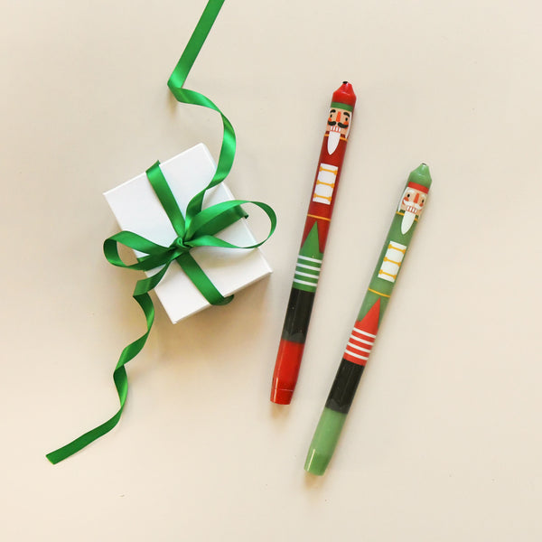 Talking Tables Green & Red Nutcracker Christmas Dinner Candles - 2 Pack