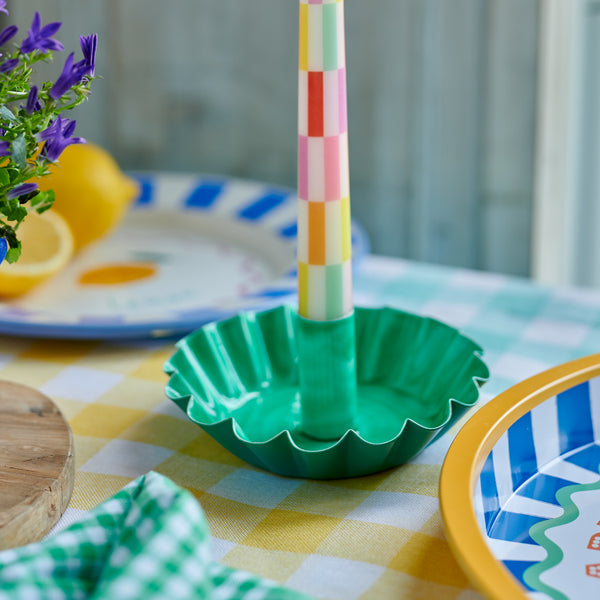 Talking Tables Green Scalloped Metal Dinner Candle Holder