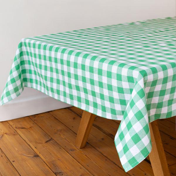 Talking Tables Green & White Gingham Fabric Tablecloth