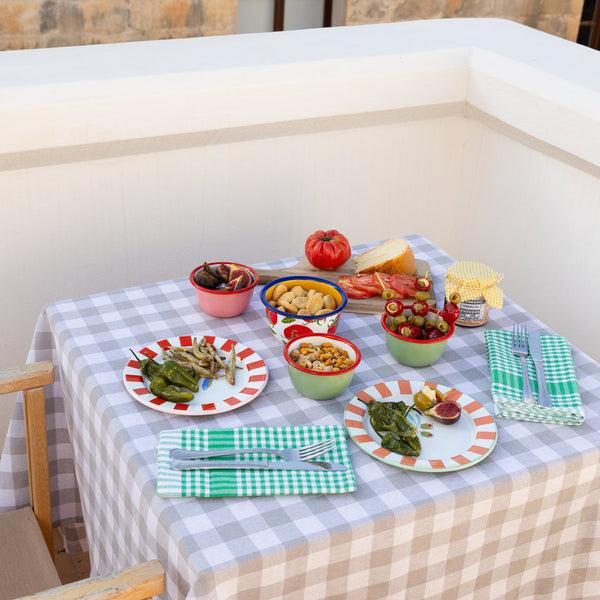 Talking Tables Grey & White Gingham Fabric Tablecloth