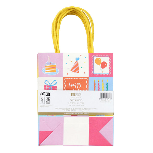 Talking Tables Happy Birthday Icons Gift Bags - 8 Pack