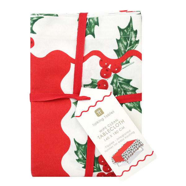 talking tables Holly Wipe Clean Tablecloth – 140 x 180cm