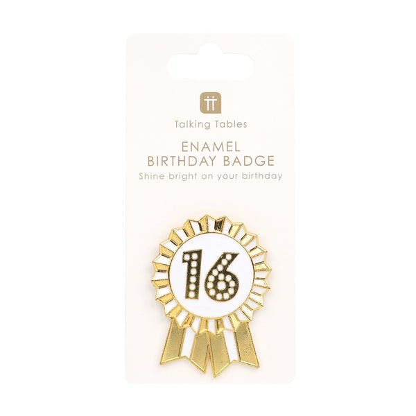 Talking Tables Luxe Gold Enamel Birthday Pin Badge - 16