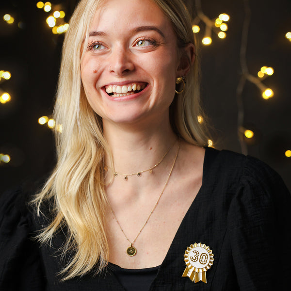 Talking Tables Luxe Gold Enamel Birthday Pin Badge - 30