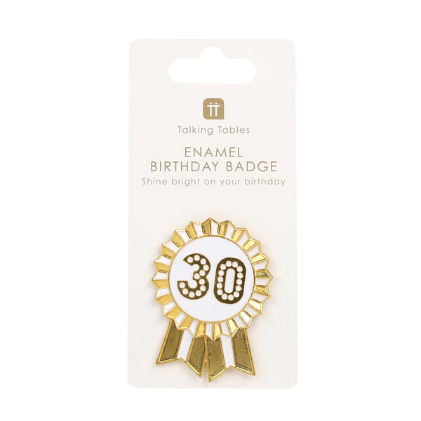Talking Tables Luxe Gold Enamel Birthday Pin Badge - 30