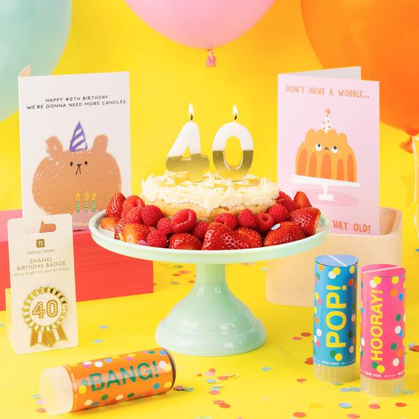 Talking Tables Luxe Gold Enamel Birthday Pin Badge - 40