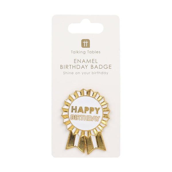 Talking Tables Luxe Gold Enamel "Happy Birthday" Pin Badge
