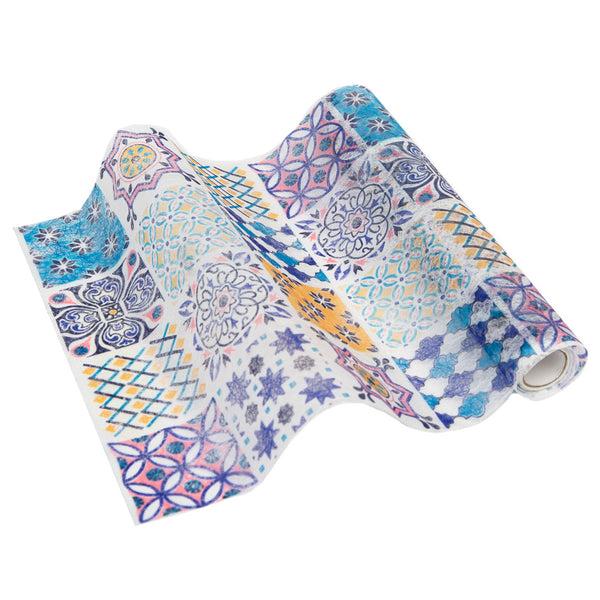 talking tables Moroccan Souk Tile Blue Table Runner - 2m
