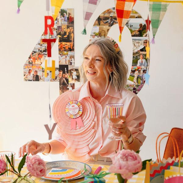 Talking Tables Multi Coloured "Queen For A Day" Birthday Rosette Badge