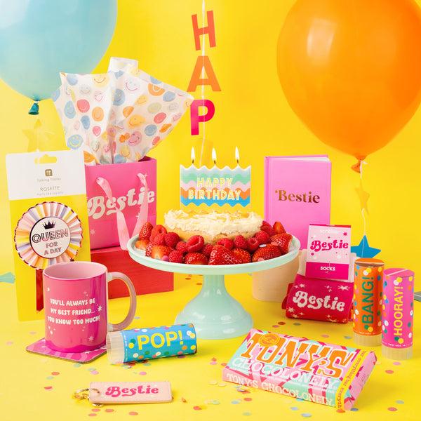 Talking Tables Multi Coloured "Queen For A Day" Birthday Rosette Badge