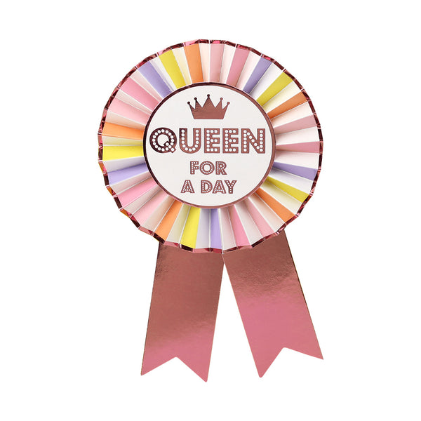 talking tables Multi Coloured "Queen For A Day" Birthday Rosette Badge