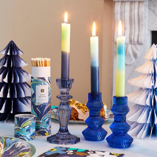 Talking Tables Ombre Blue Yellow And Green Dinner Candles - 3 Pack