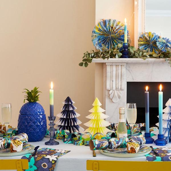 Talking Tables Ombre Blue Yellow And Green Dinner Candles - 3 Pack
