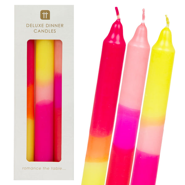 talking tables Ombre Pink Yellow and Orange Dinner Candles - 3 Pack