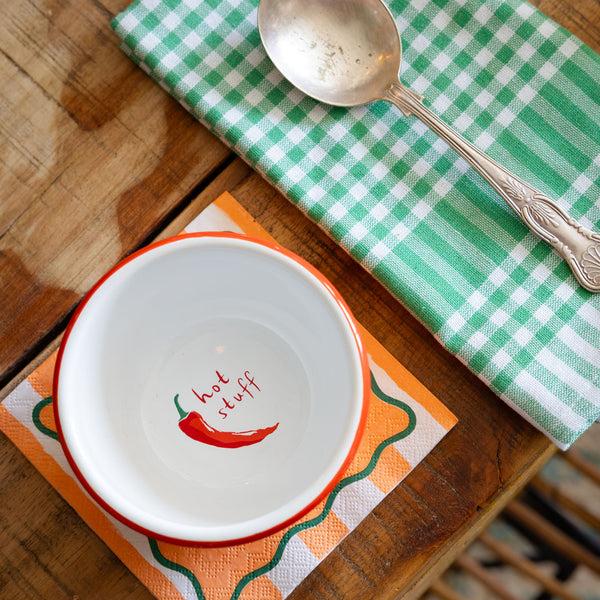 Talking Tables Orange "Hot Stuff" Chilli Enamel Bowl - 10cm
