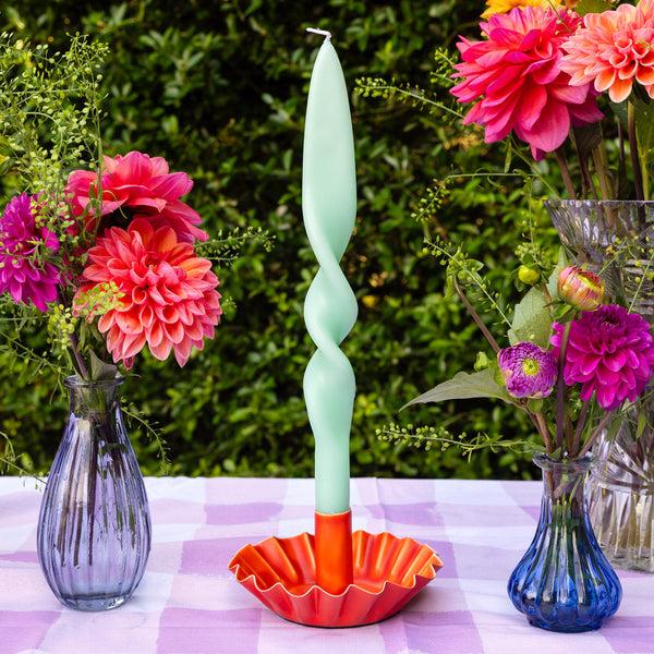 Talking Tables Orange Scalloped Metal Dinner Candle Holder