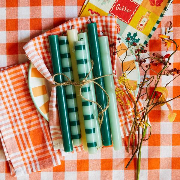 Talking Tables Orange & White Fabric Gingham Tablecloth