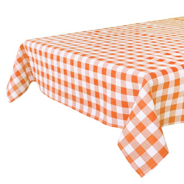 Talking Tables Orange & White Fabric Gingham Tablecloth