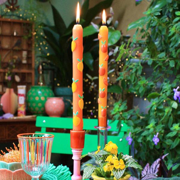 Talking Tables Orange & Yellow Citrus Fruit Dinner Candles - 2 Pack