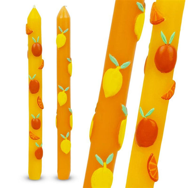 Talking Tables Orange & Yellow Citrus Fruit Dinner Candles - 2 Pack