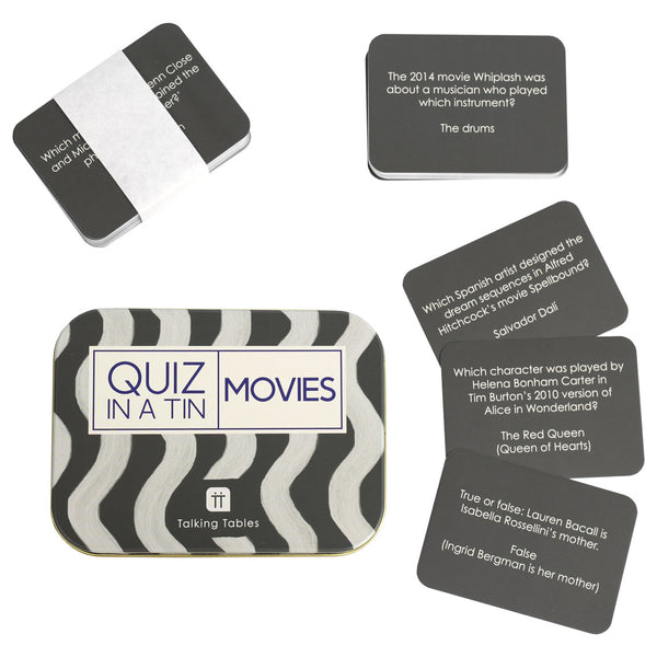 Talking Tables Quiz In A Tin - Movie Trivia - 200 Questions