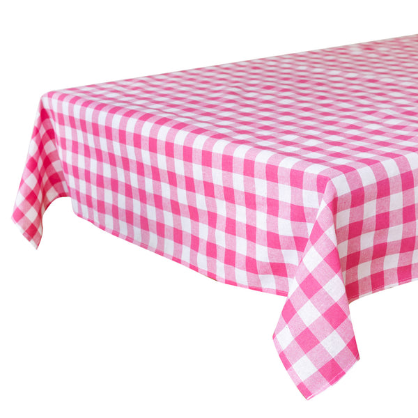 Talking Tables Raspberry Pink & White Gingham Fabric Tablecloth