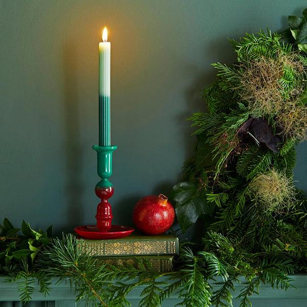 Talking Tables Red & Green Ombre Christmas Glass Candle Holder