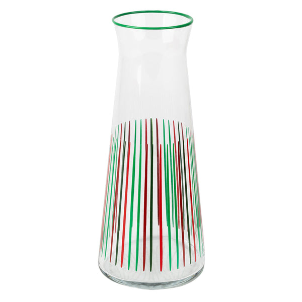 Talking Tables Red & Green Striped Christmas Glass Carafe - 25cm
