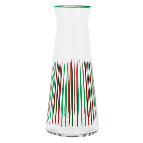talking tables Red & Green Striped Christmas Glass Carafe - 25cm