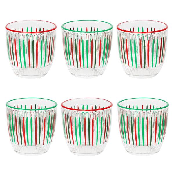 talking tables Red & Green Striped Glass Tumblers - 6 Pack