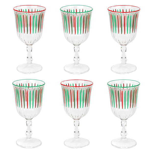 talking tables Red & Green Striped Wine Glasses - 6 Pack