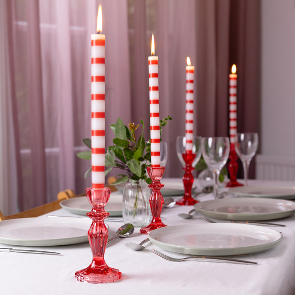 Talking Tables Red & White Stripe Straight Dinner Candle