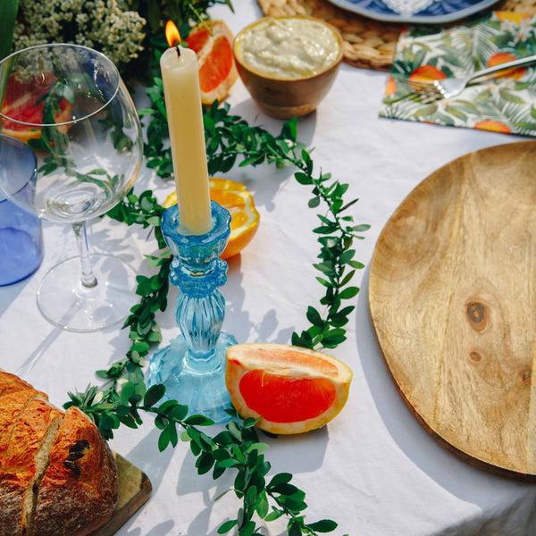 Talking Tables Blue Glass Candlestick Holder