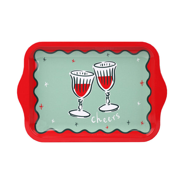 talking tables Bon Noel "Cheers" Small Tin Tray - 24cm
