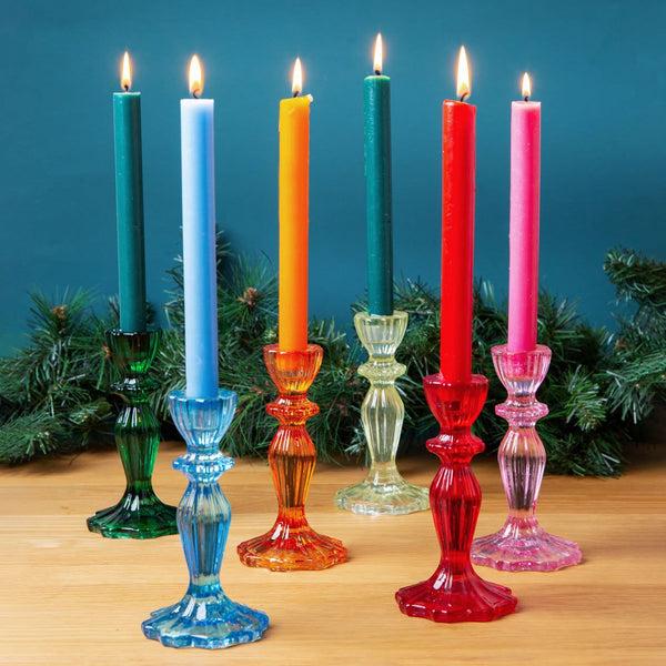 Talking Tables Dark Green Glass Candlestick Holder