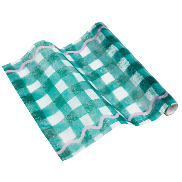 talking tables Green & White Gingham Table Runner - 2m