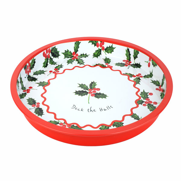 talking tables Holly Christmas Tin Tray - 30cm