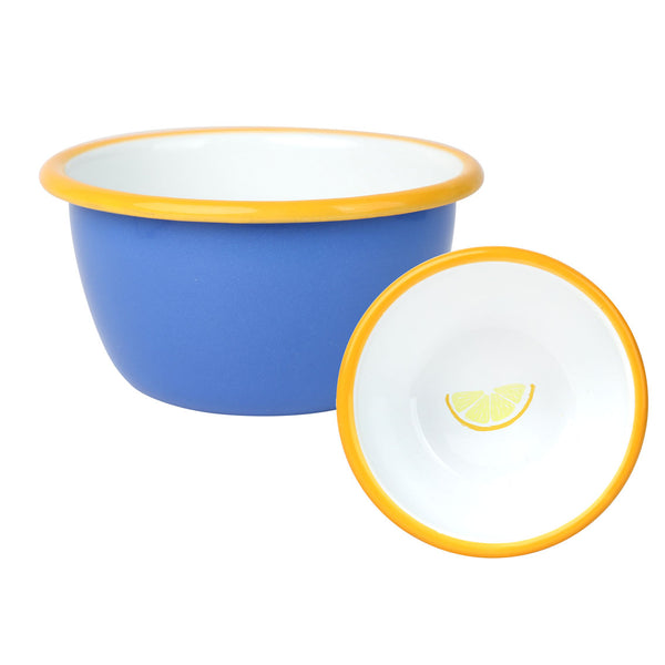 talking tables Lemon Blue Enamel Bowl - 10cm
