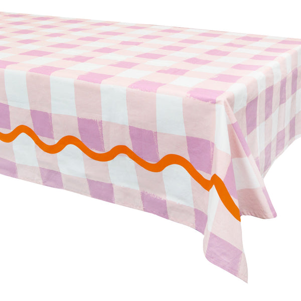 talking tables Lilac Gingham Reusable Tablecloth