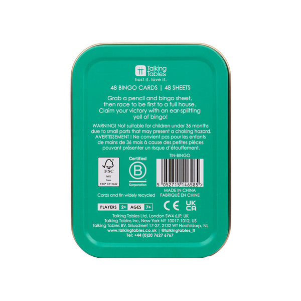 Talking Tables Mini Bingo In A Tin