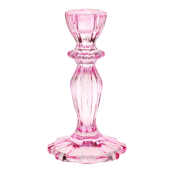 talking tables Pink Glass Candlestick Holder
