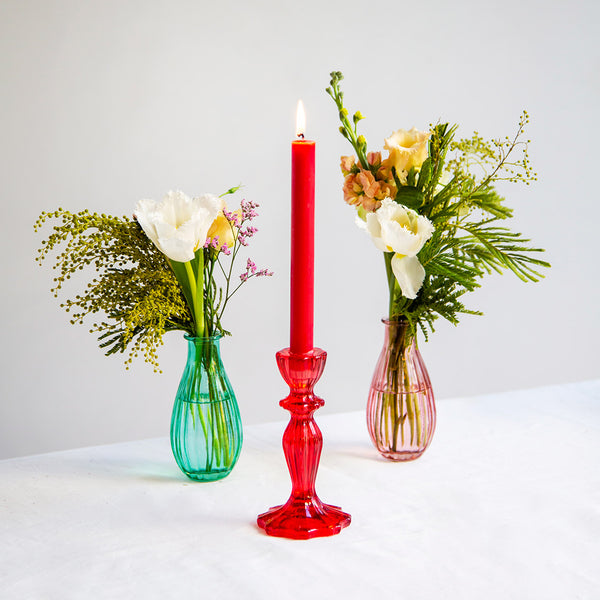 Talking Tables Red Glass Candlestick Holder