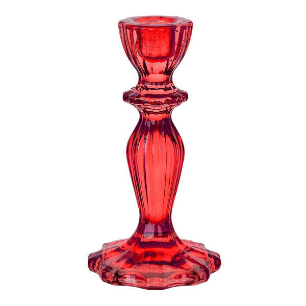 talking tables Red Glass Candlestick Holder