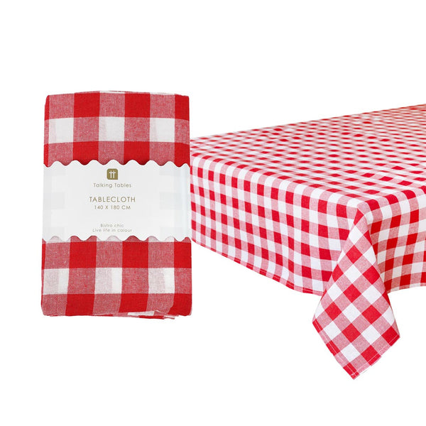 talking tables Red & White Gingham Fabric Tablecloth