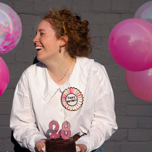 Talking Tables Rose Happy Birthday Badge