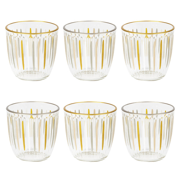 talking tables White & Gold Striped Glass Tumblers - 6 Pack