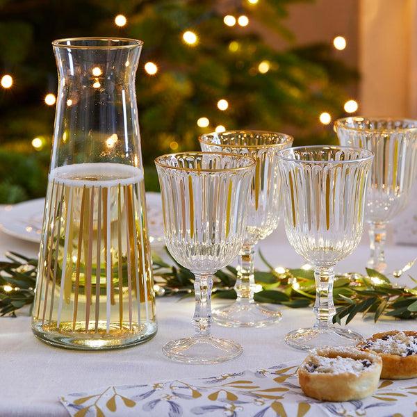 Talking Tables White & Gold Striped Wine Glasses - 6 Pack