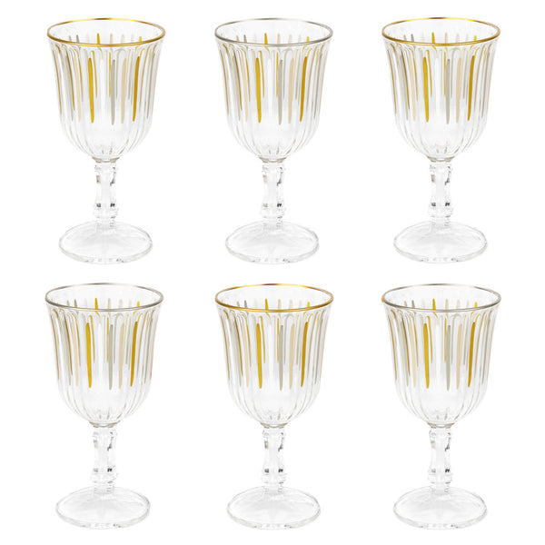 talking tables White & Gold Striped Wine Glasses - 6 Pack