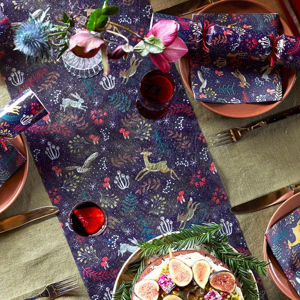 Talking Tables Woodland Flora & Fauna Dark Blue Table Runner - 2m